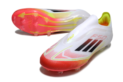 Adidas F50 Elite Laceless FG Football Boots - White/Red/Yellow