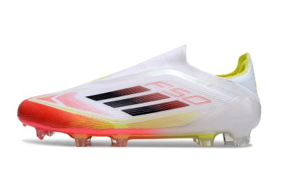 Adidas F50 Elite Laceless FG Football Boots - White/Red/Yellow