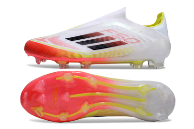 Adidas F50 Elite Laceless FG Football Boots - White/Red/Yellow