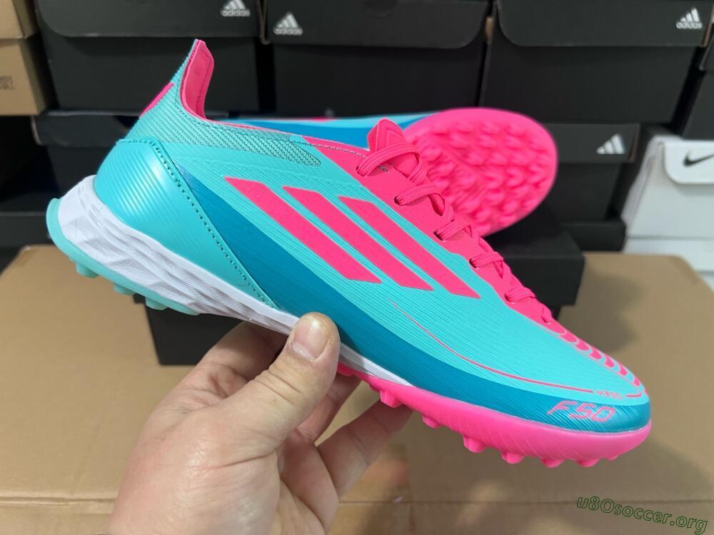 Adidas F50 Elite TF Football Shoes - Jade/Pink/White