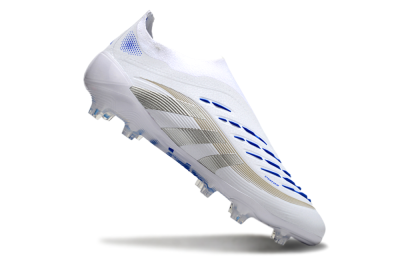 Adidas Predator Laceless Elite 25 FG Football Boots - White/Blue/Silver