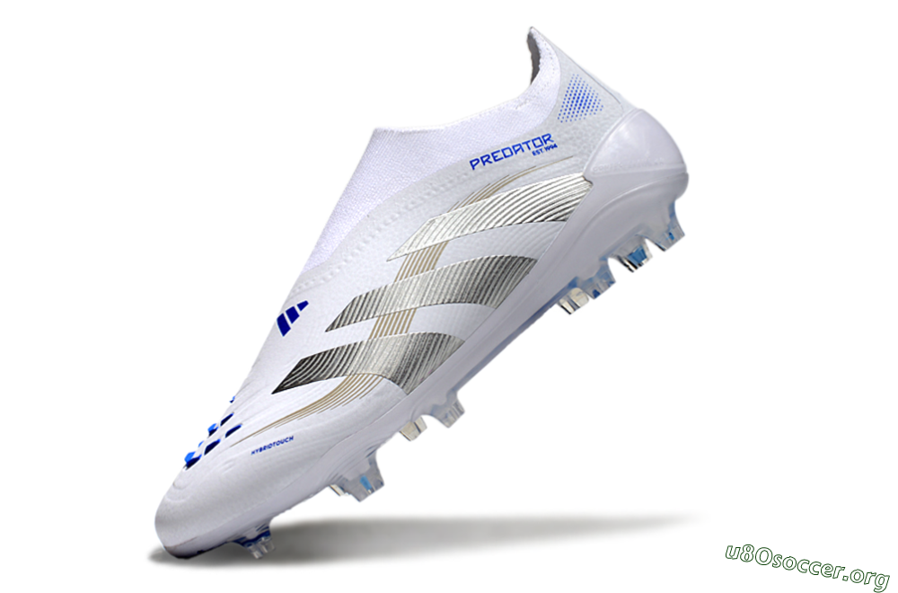 Adidas Predator Laceless Elite 25 FG Football Boots - White/Blue/Silver 5