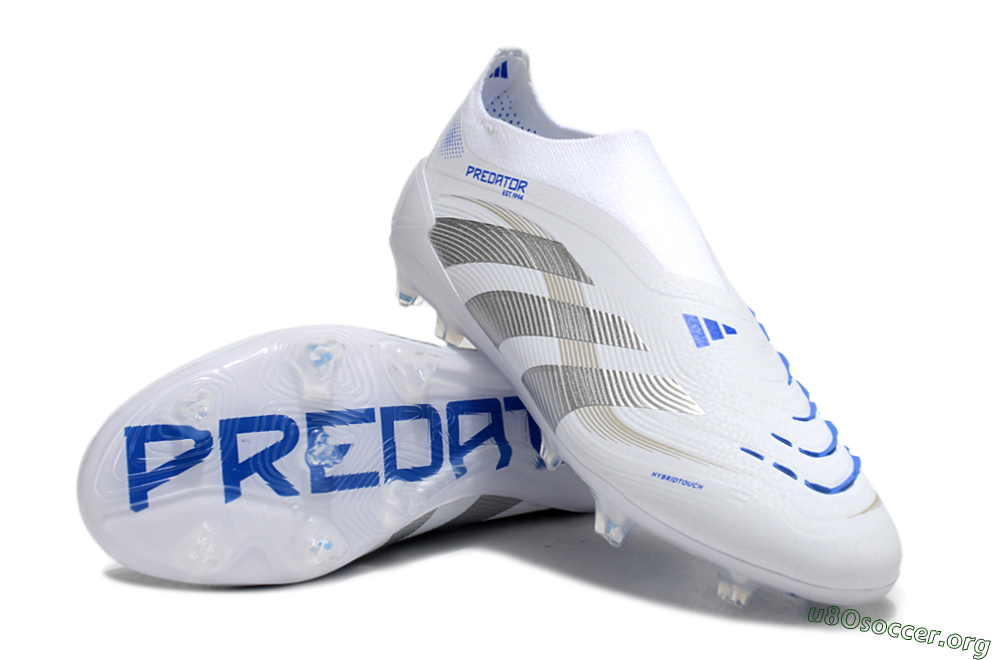 Adidas Predator Laceless Elite 25 FG Football Boots - White/Blue/Silver 0