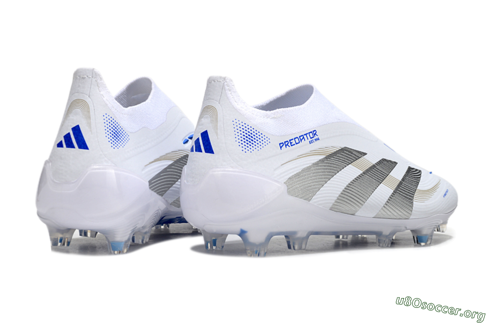 Adidas Predator Laceless Elite 25 FG Football Boots - White/Blue/Silver 6