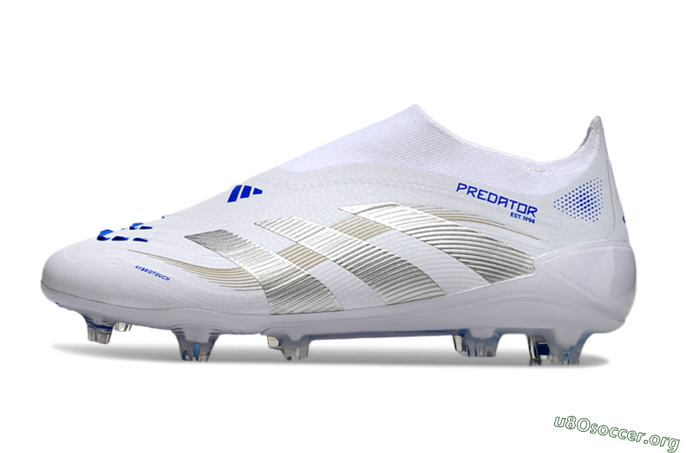 Adidas Predator Laceless Elite 25 FG Football Boots - White/Blue/Silver 3