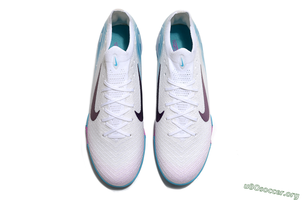 Nike Air Zoom Mercurial Vapor 16 Elite TF Football Shoes - White/Purple/Jade 4