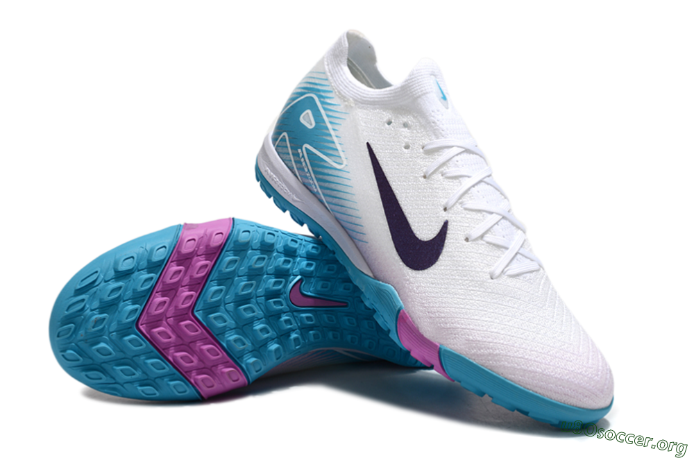 Nike Air Zoom Mercurial Vapor 16 Elite TF Football Shoes - White/Purple/Jade 0