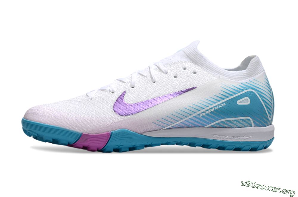 Nike Air Zoom Mercurial Vapor 16 Elite TF Football Shoes - White/Purple/Jade 3