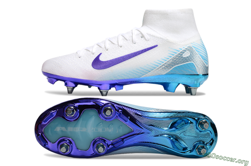 Nike Air Zoom Mercurial Superfly 10 Elite SG Football Boots - White/Purple/Jade 1