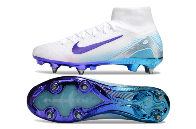 Nike Air Zoom Mercurial Superfly 10 Elite SG Football Boots - White/Purple/Jade