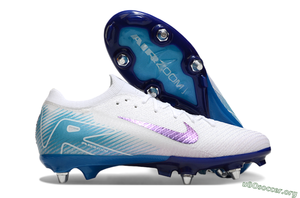 Nike Air Zoom Mercurial Vapor 16 Elite SG Football Boots - White/Purple/Jade 2