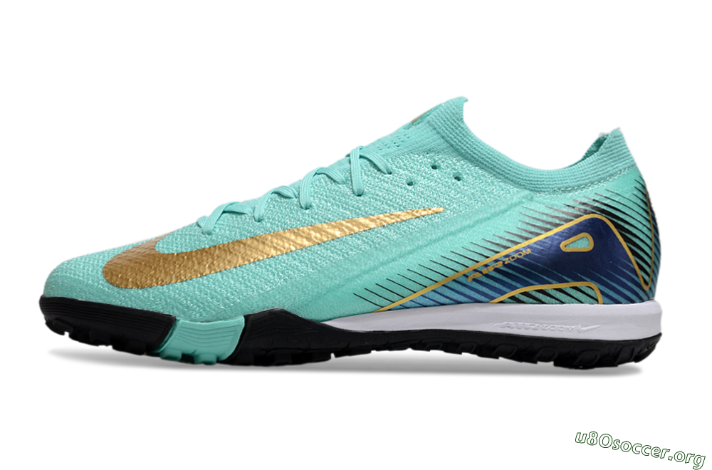 Nike Air Zoom Mercurial Vapor 16 Elite TF Football Shoes - Jade/Gold/Blue 3