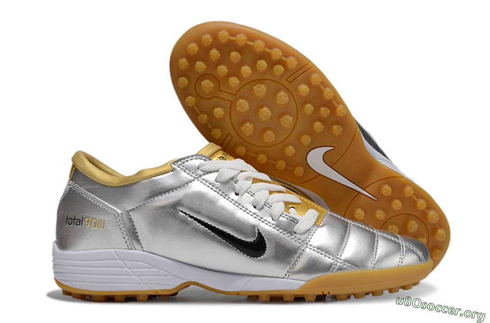 Nike Total 90 II TF Football Shoes - Silver/Black/White 2