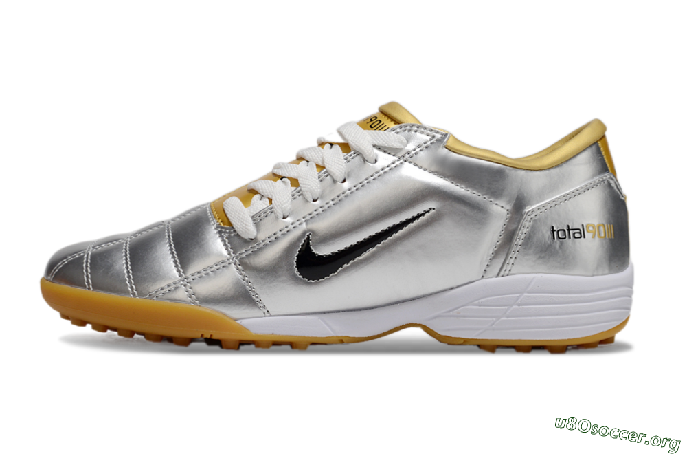 Nike Total 90 II TF Football Shoes - Silver/Black/White 3