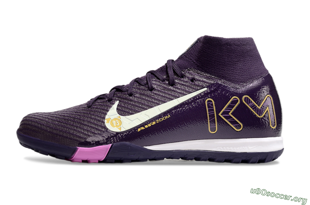 Nike Air Zoom Mercurial Superfly 10 Elite TF Football Shoes - Purple/White/Gold 3
