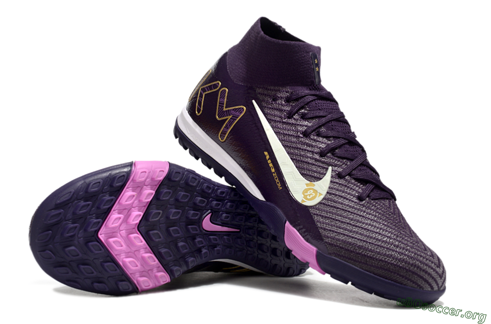 Nike Air Zoom Mercurial Superfly 10 Elite TF Football Shoes - Purple/White/Gold 1