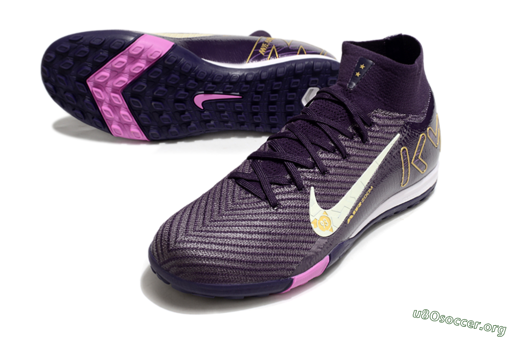 Nike Air Zoom Mercurial Superfly 10 Elite TF Football Shoes - Purple/White/Gold 0