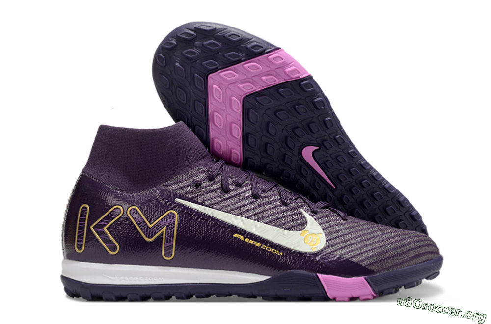 Nike Air Zoom Mercurial Superfly 10 Elite TF Football Shoes - Purple/White/Gold 2