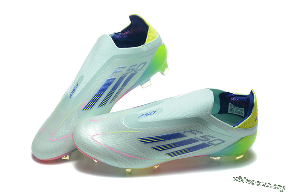 Adidas F50 Elite Laceless FG Football Boots - Jade/Blue/Pink/Yellow 6