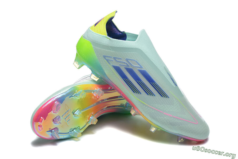 Adidas F50 Elite Laceless FG Football Boots - Jade/Blue/Pink/Yellow 4