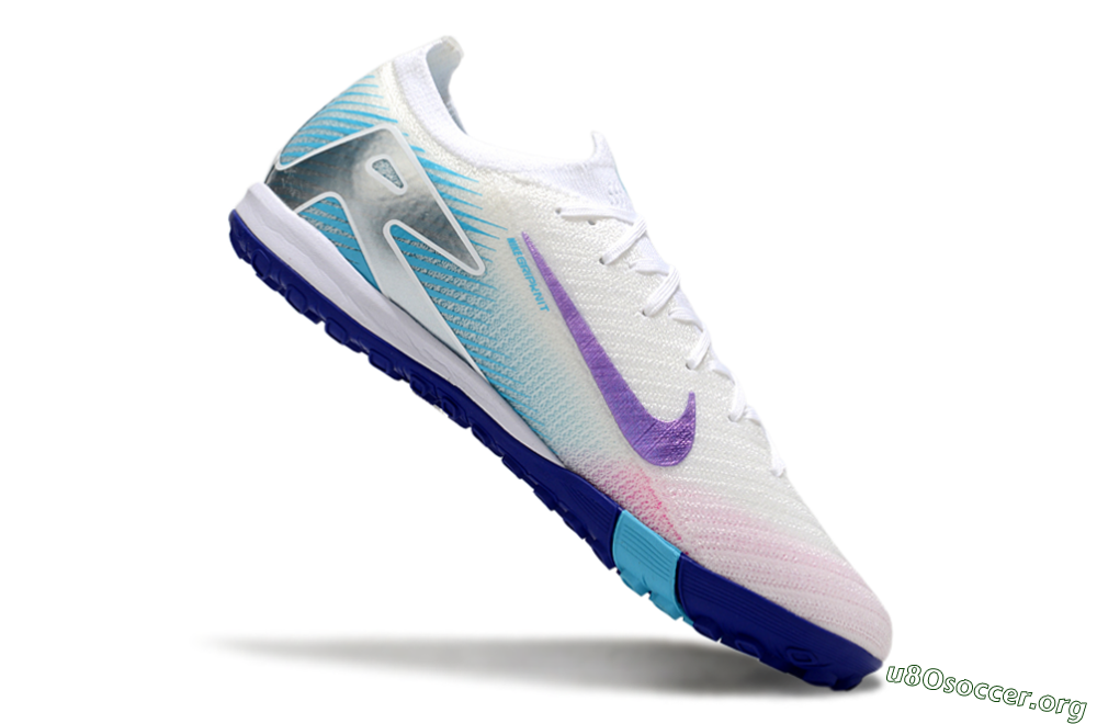 Nike Air Zoom Mercurial Vapor 16 Elite TF Football Shoes - White/Purple/Silver/Jade 5