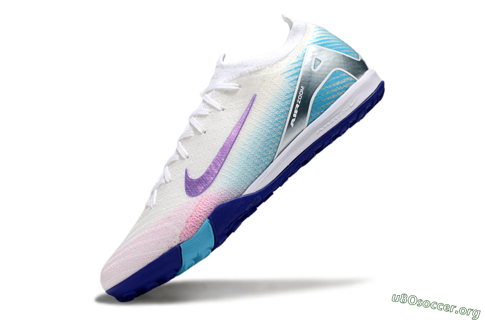 Nike Air Zoom Mercurial Vapor 16 Elite TF Football Shoes - White/Purple/Silver/Jade 6