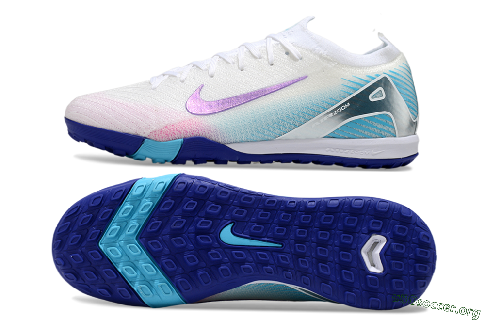 Nike Air Zoom Mercurial Vapor 16 Elite TF Football Shoes - White/Purple/Silver/Jade 1