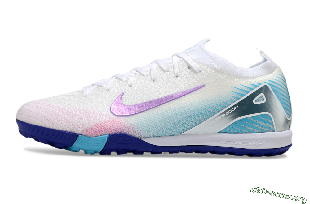 Nike Air Zoom Mercurial Vapor 16 Elite TF Football Shoes - White/Purple/Silver/Jade 3