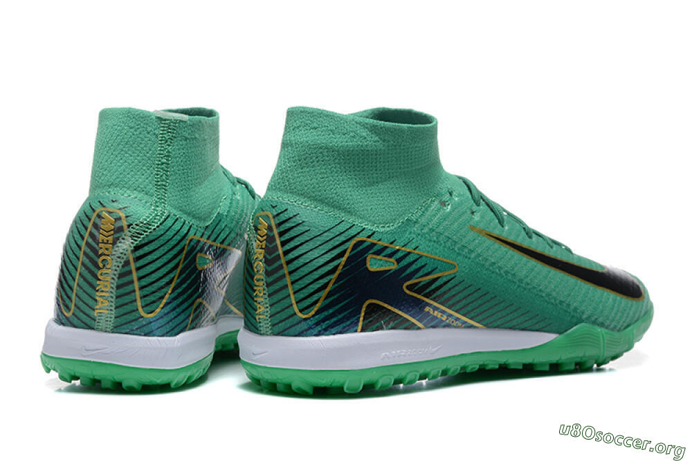 Nike Air Zoom Mercurial Superfly 10 Elite TF Football Shoes - Green/Gold/White 9