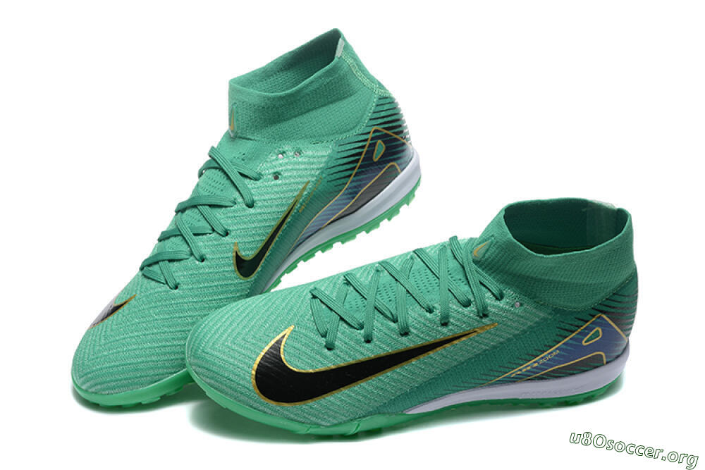 Nike Air Zoom Mercurial Superfly 10 Elite TF Football Shoes - Green/Gold/White 6