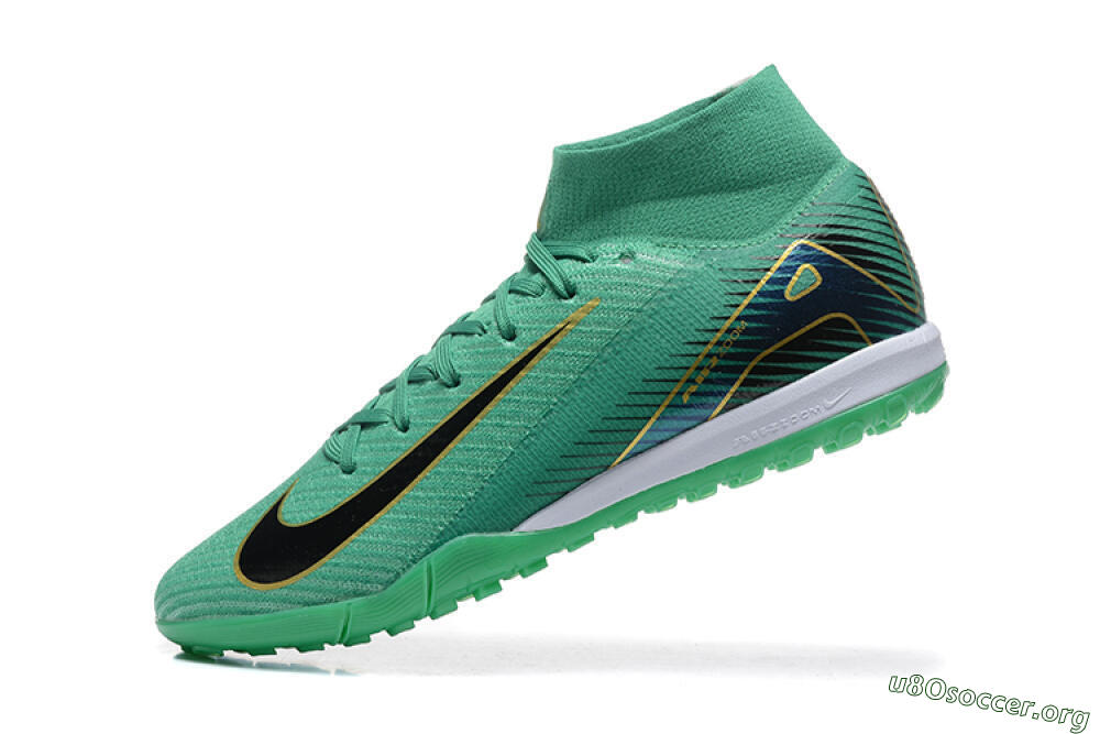 Nike Air Zoom Mercurial Superfly 10 Elite TF Football Shoes - Green/Gold/White 8
