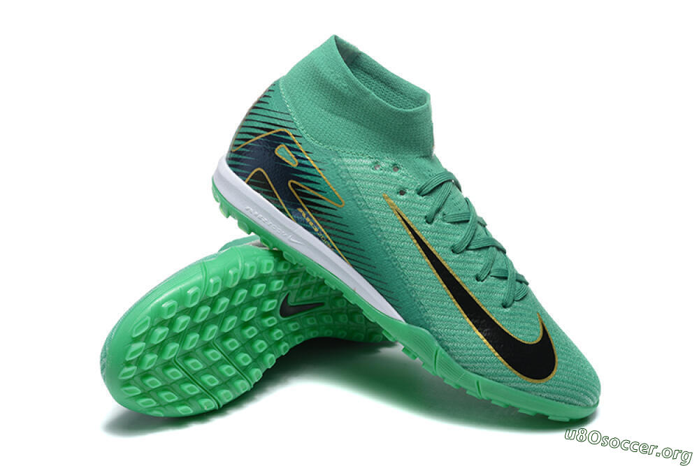 Nike Air Zoom Mercurial Superfly 10 Elite TF Football Shoes - Green/Gold/White 4