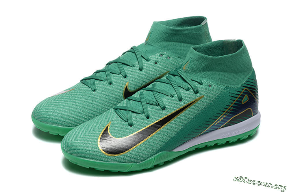 Nike Air Zoom Mercurial Superfly 10 Elite TF Football Shoes - Green/Gold/White 5