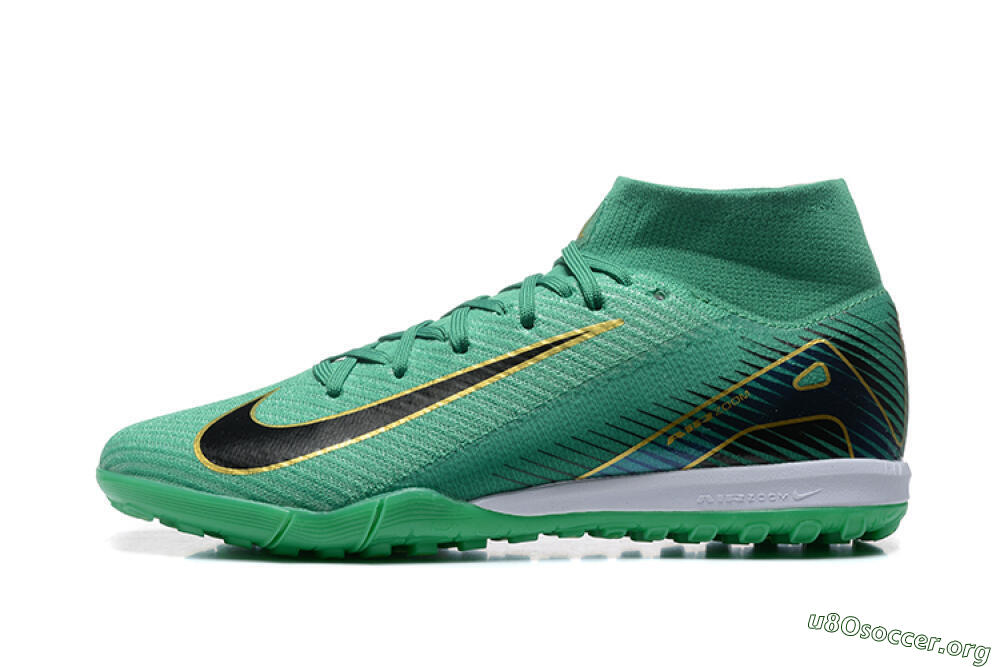 Nike Air Zoom Mercurial Superfly 10 Elite TF Football Shoes - Green/Gold/White 3