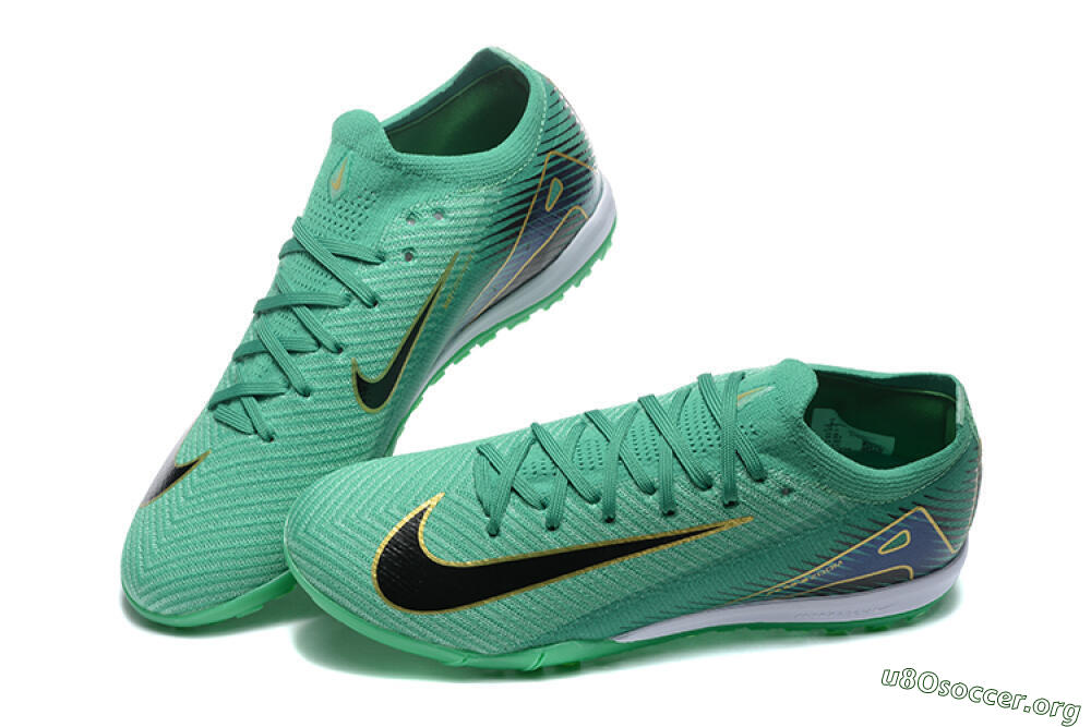 Nike Air Zoom Mercurial Vapor 16 Elite TF Football Shoes - Green/Black/Gold 6