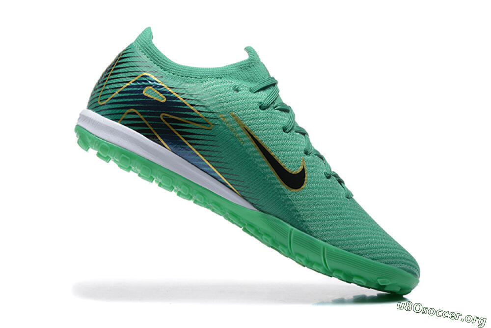 Nike Air Zoom Mercurial Vapor 16 Elite TF Football Shoes - Green/Black/Gold 7