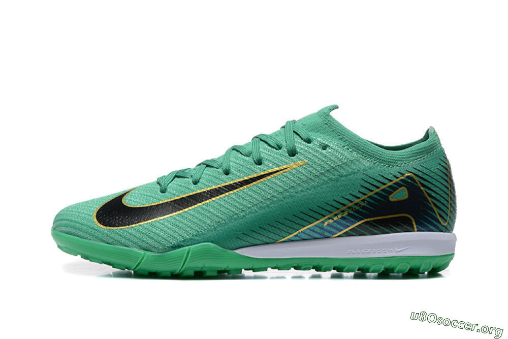 Nike Air Zoom Mercurial Vapor 16 Elite TF Football Shoes - Green/Black/Gold 3