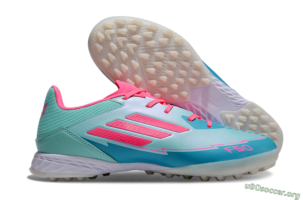 Adidas F50 Pro TF Football Shoes - Jade/Pink/White 2