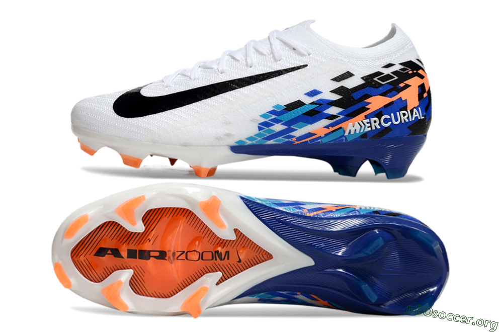 Nike Air Zoom Mercurial Vapor 16 Elite FG Football Boots - White/Black/Blue/Orange 6