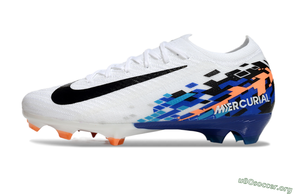 Nike Air Zoom Mercurial Vapor 16 Elite FG Football Boots - White/Black/Blue/Orange 4