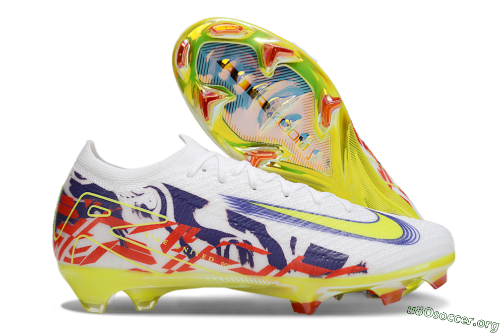 Nike Air Zoom Mercurial Vapor 16 Elite FG Football Boots - White/Blue/Yellow 2