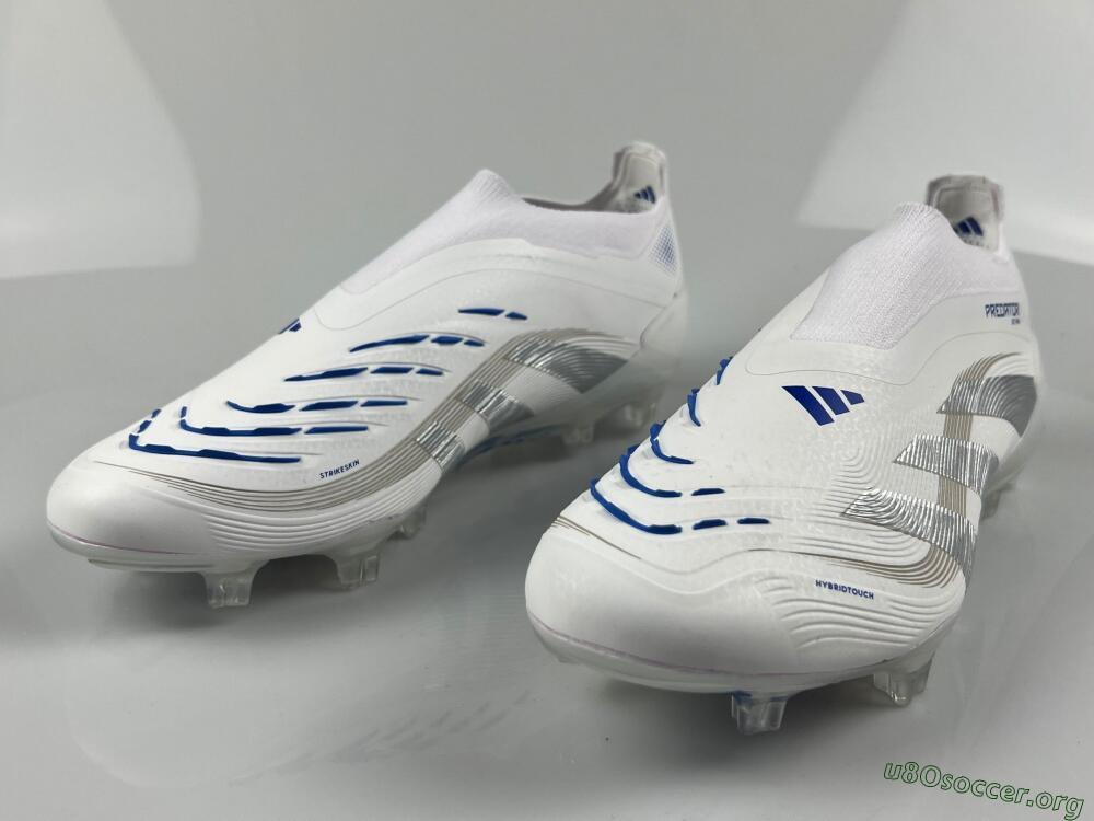 Adidas Predator Laceless Elite 25 FG Football Boots - White/Blue/Silver