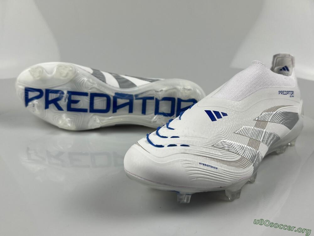 Adidas Predator Laceless Elite 25 FG Football Boots - White/Blue/Silver