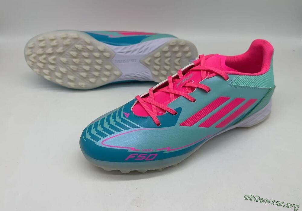 Adidas F50 Pro TF Football Shoes - Jade/Pink/White