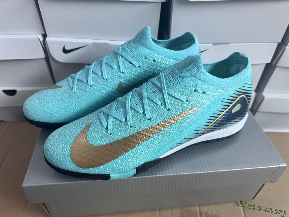 Nike Air Zoom Mercurial Vapor 16 Elite TF Football Shoes - Jade/Gold/Blue