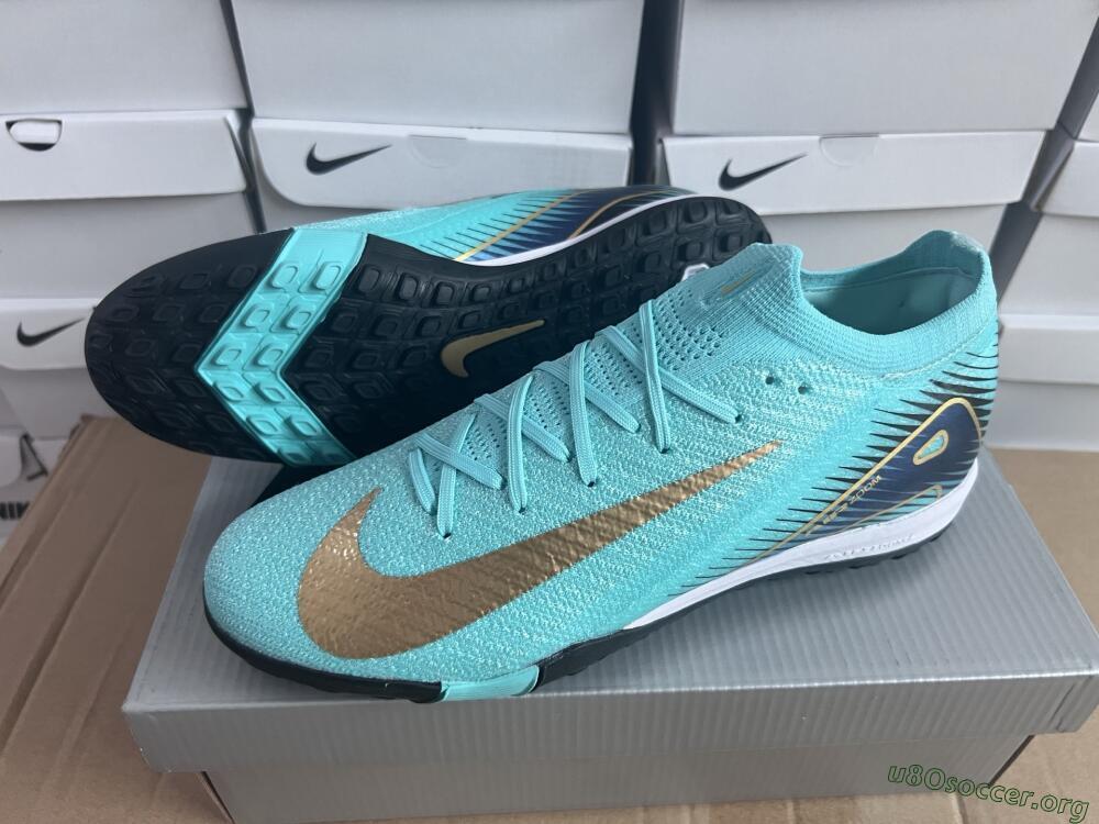 Nike Air Zoom Mercurial Vapor 16 Elite TF Football Shoes - Jade/Gold/Blue