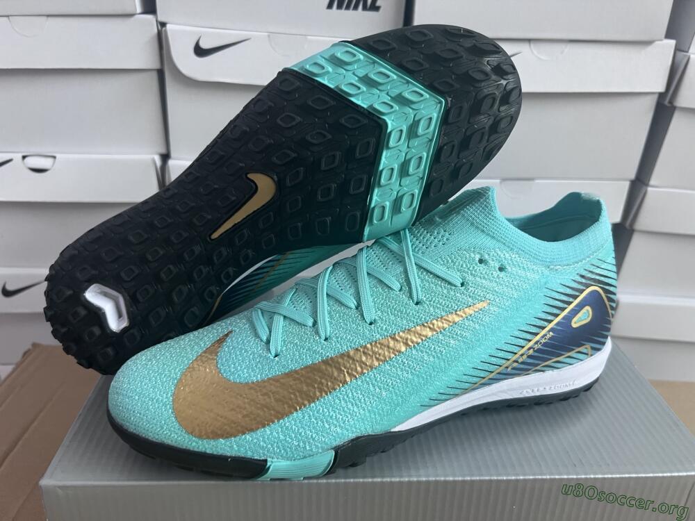 Nike Air Zoom Mercurial Vapor 16 Elite TF Football Shoes - Jade/Gold/Blue
