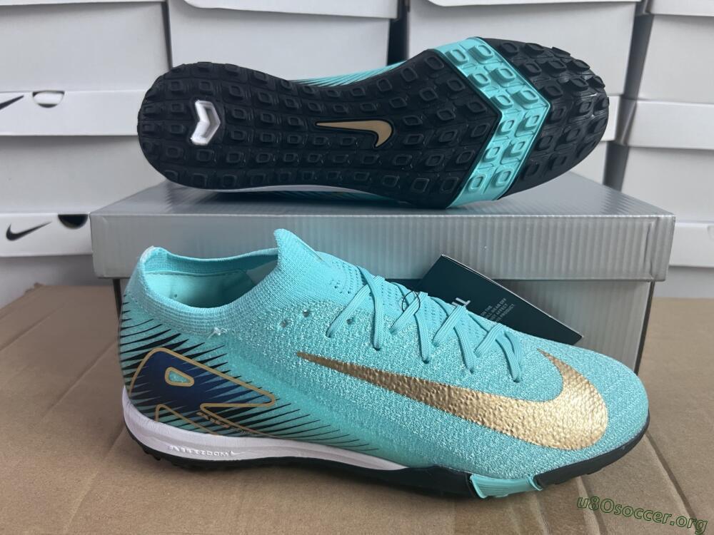 Nike Air Zoom Mercurial Vapor 16 Elite TF Football Shoes - Jade/Gold/Blue