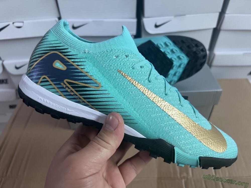 Nike Air Zoom Mercurial Vapor 16 Elite TF Football Shoes - Jade/Gold/Blue