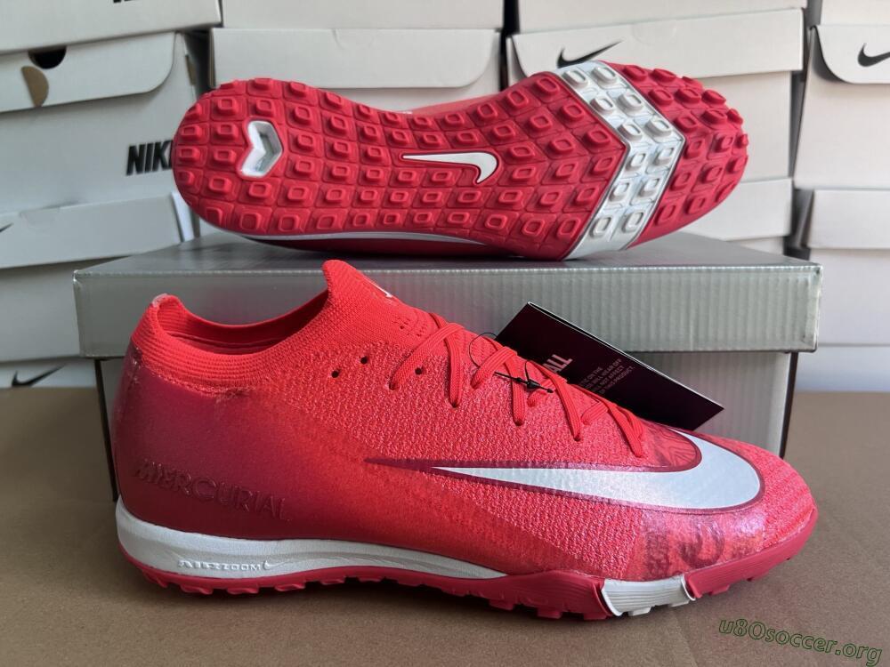 Nike Air Zoom Mercurial Vapor 16 Elite TF Football Shoes - Red/White